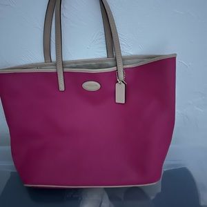 Hot pink coach tote bag
